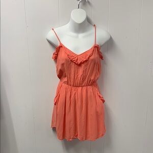 Talula Coral Ruched Tiered Sundress